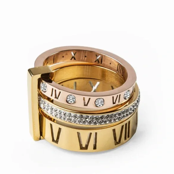 TRIPLE STACK STONE RING - GOLD - Picture 5 of 5